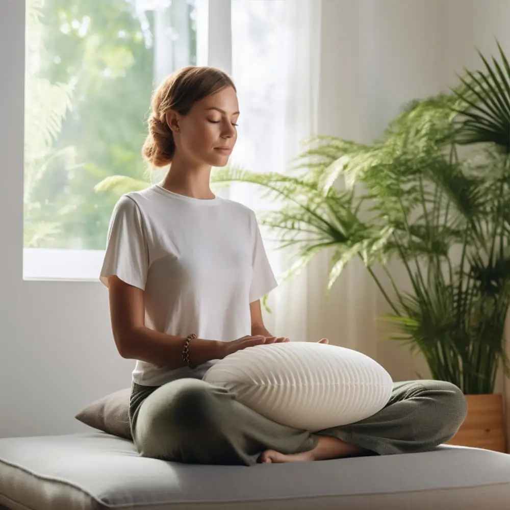 Une Femme Faisant Du Yoga Dans La Chambre