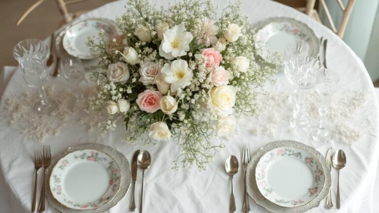 Table dressée avec une décoration florale élégante et raffinée