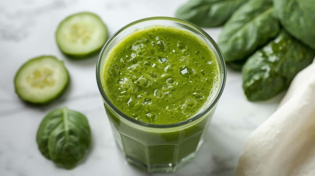 Smoothie vert détox concombre épinards