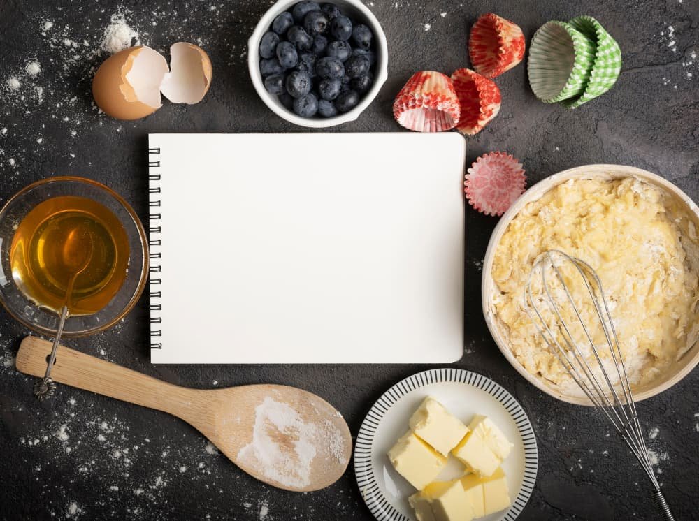 Délicieux muffins copie espace bloc notes