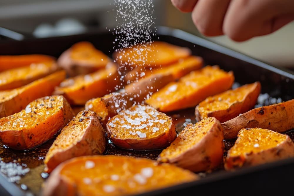 Sel de mer sur des patates douces
