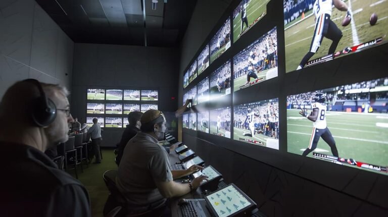 Salle de contrôle de radiodiffusion sportive